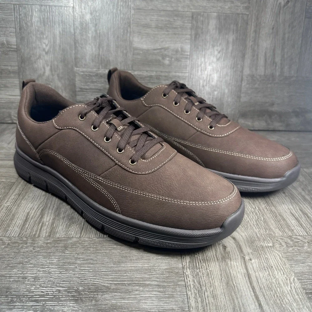 Dockers Sanderson Mens 13 Work Shoes Brown Slip Resistant Oxford 90-23858 NEW